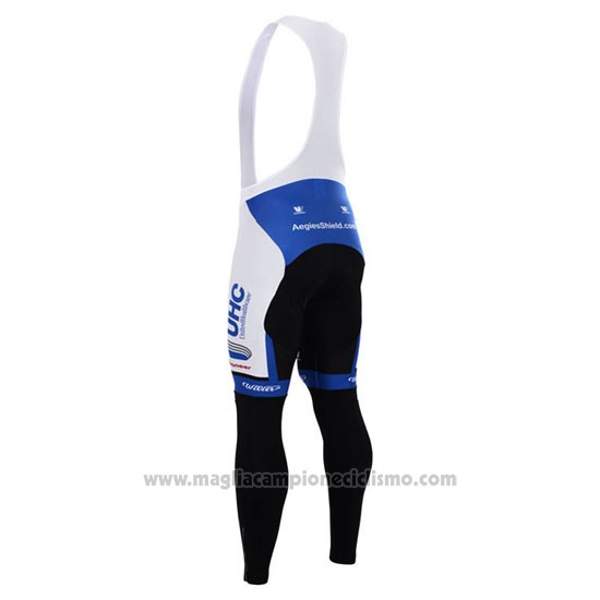 2015 Abbigliamento Ciclismo UHC Bianco e Celeste Manica Lunga e Salopette